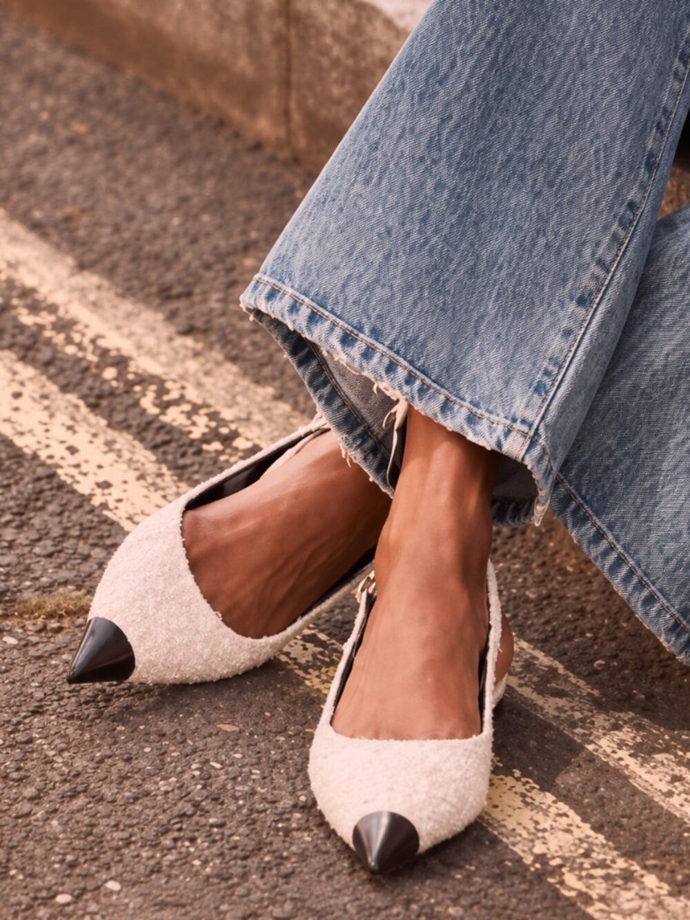 Cream Boucle Toe Cap Pumps -Mint Velvet NWT 38